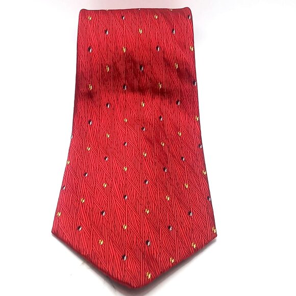 Men's Necktie Echo 100% Silk Red Geometric Pattern 57.5" Length Tie - Picture 1 of 12